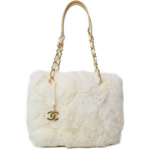 Chanel Fur Chain Shoulder Bag Black